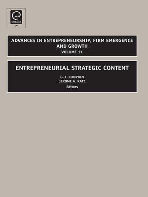 cover image of Advances in Entrepreneurship, Firm Emergence and Growth, Volume 11